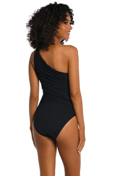 La Blanca Island Goddess Shirred One-shoulder One-piece Swimsuit In Black