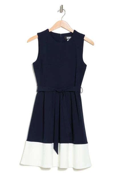 Shop Dkny Sleeveless Colorblock Sheath Dress In Navy