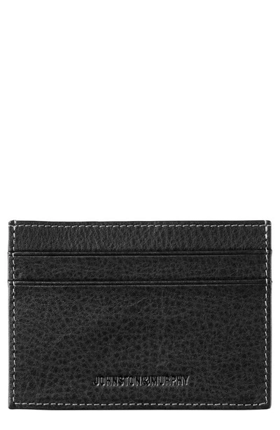 Shop Johnston & Murphy Leather Card Case In Black