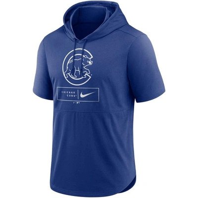 Shop Nike Royal Chicago Cubs Lockup Performance Short Sleeve Lightweight Hooded Top