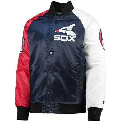 Men's Starter Navy/Red Chicago White Sox Varsity Tri-Color Satin Full-Snap Jacket Size: Large