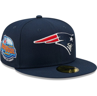 Shop New Era Navy New England Patriots 2004 Pro Bowl Patch Red Undervisor 59fify Fitted Hat