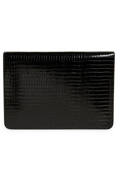 Shop Tom Ford T-clasp Croc Embossed Leather Portfolio In Black