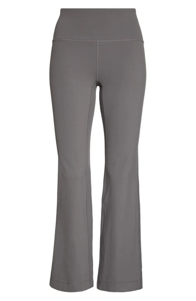Shop Zella Studio Luxe High Waist Flare Ankle Pants In Grey Magnet