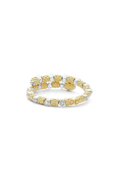 Lagos 18k White & Yellow Gold Signature Caviar Diamond Coil Ring In Gold