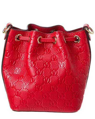 Shop Valentino By Mario Valentino Jules Medallion Leather Bucket Bag In Red