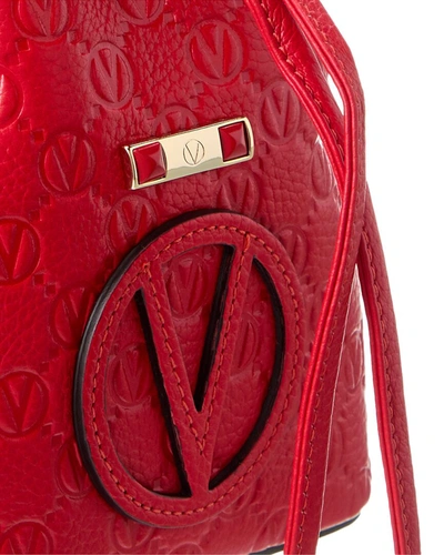 Shop Valentino By Mario Valentino Jules Medallion Leather Bucket Bag In Red