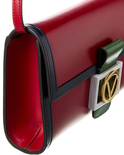 Shop Valentino By Mario Valentino Ava V Emblem Leather Clutch In Red