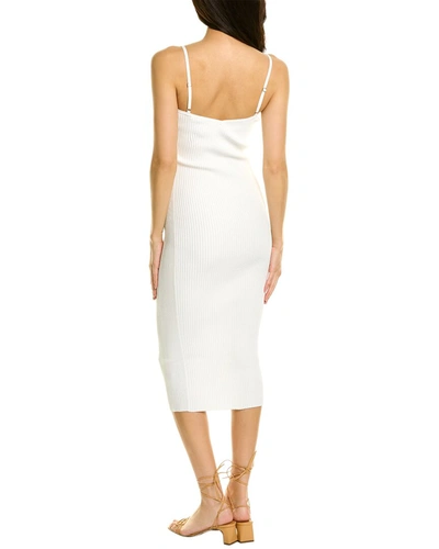 Shop Helmut Lang Ribbed Midi Dress In White