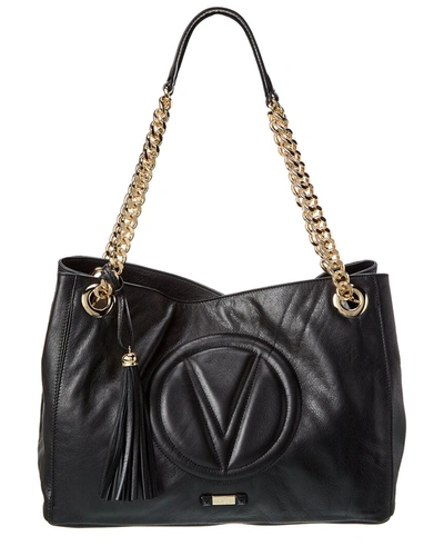 Shop Valentino By Mario Valentino Verra Signature Leather Shoulder Bag In Black