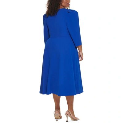 Shop Calvin Klein Plus Womens Pleated Calf Midi Dress In Multi