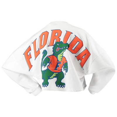 Shop Spirit Jersey White Florida Gators Raw Hem Cropped  Long Sleeve T-shirt