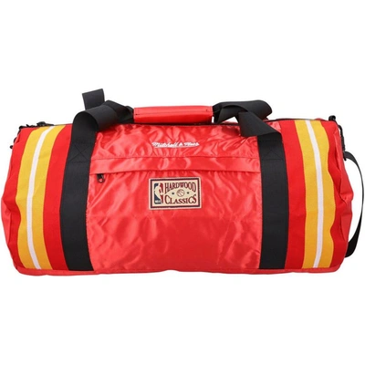 Shop Mitchell & Ness Houston Rockets Satin Duffel Bag In Red