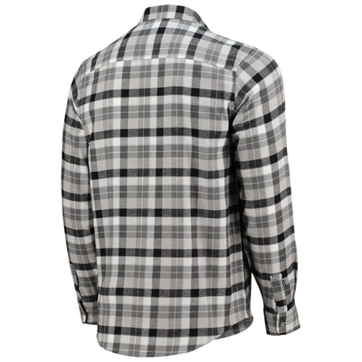 Shop Antigua Black/gray Charlotte Fc Ease Flannel Long Sleeve Button-up Shirt