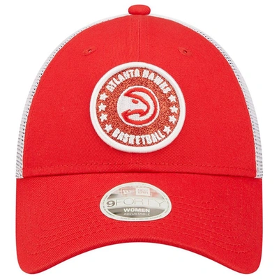 Shop New Era Red/white Atlanta Hawks Glitter Patch 9forty Snapback Hat