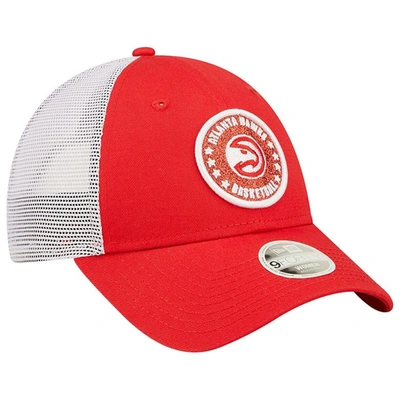 Shop New Era Red/white Atlanta Hawks Glitter Patch 9forty Snapback Hat