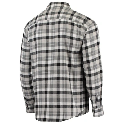 Shop Antigua Black/gray Minnesota Vikings Ease Flannel Long Sleeve Button-up Shirt