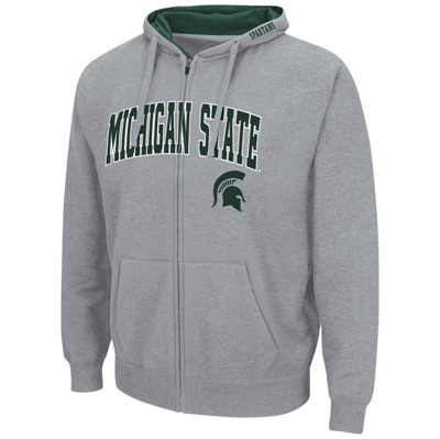 Shop Colosseum Heathered Gray Michigan State Spartans Arch & Logo 3.0 Full-zip Hoodie In Heather Gray