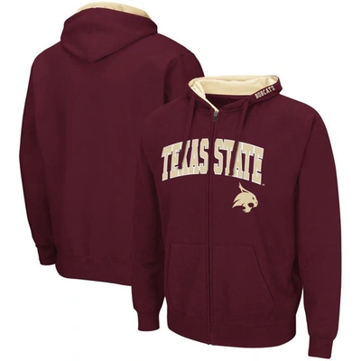 COLOSSEUM COLOSSEUM MAROON TEXAS STATE BOBCATS ARCH & LOGO 3.0 FULL-ZIP HOODIE 