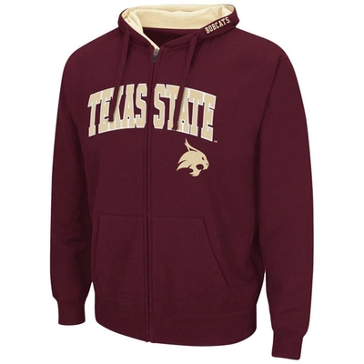 COLOSSEUM COLOSSEUM MAROON TEXAS STATE BOBCATS ARCH & LOGO 3.0 FULL-ZIP HOODIE 