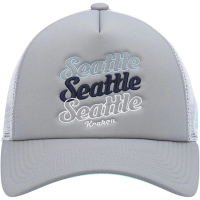 Shop Adidas Originals Adidas Gray/white Seattle Kraken Foam Trucker Snapback Hat
