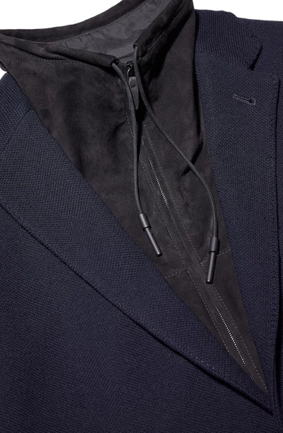 Zegna High Performance™ Jersey Jacket With Removable Suede Bib In Navy