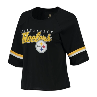 Shop Outerstuff Juniors Black Pittsburgh Steelers Burnout Raglan Half-sleeve T-shirt