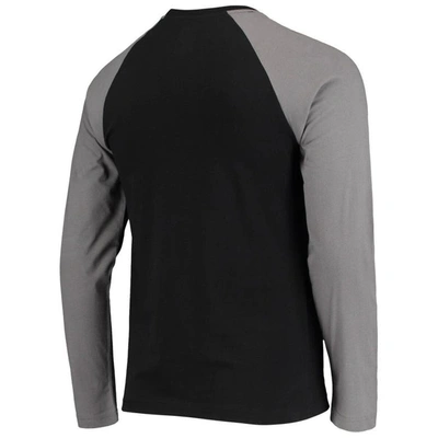 Shop New Era Black/gray Las Vegas Raiders League Raglan Throwback Long Sleeve T-shirt