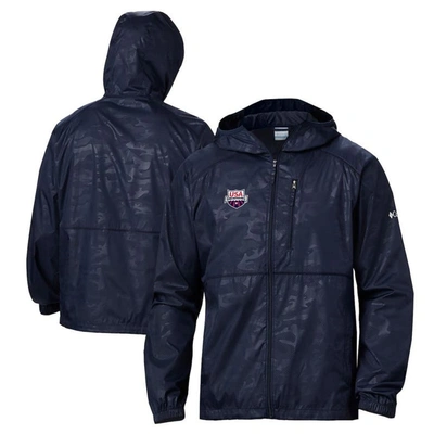 Shop Columbia Navy/camo Usa Swimming Flash Forward Full-zip Windbreaker Jacket