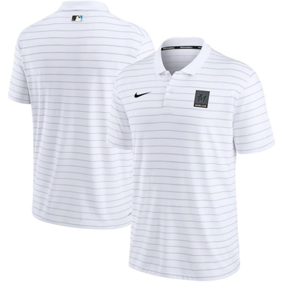 Shop Nike White Miami Marlins Authentic Collection Striped Performance Pique Polo