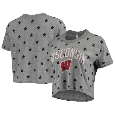 Shop Alternative Apparel Gray Wisconsin Badgers Headliner Stars Cropped Tri-blend T-shirt