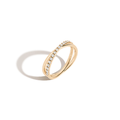 Aurate New York Diamond Crossover Ring In Yellow