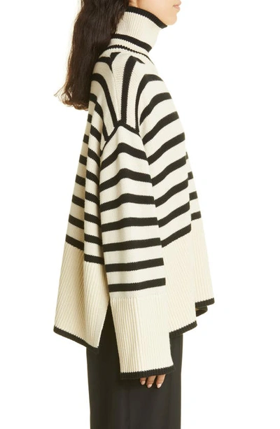 Shop Totême Stripe Wool Blend Turtleneck Sweater In Light Sand Stripe