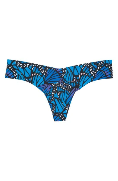 Shop Commando Microfiber Thong In Blue Butterfly