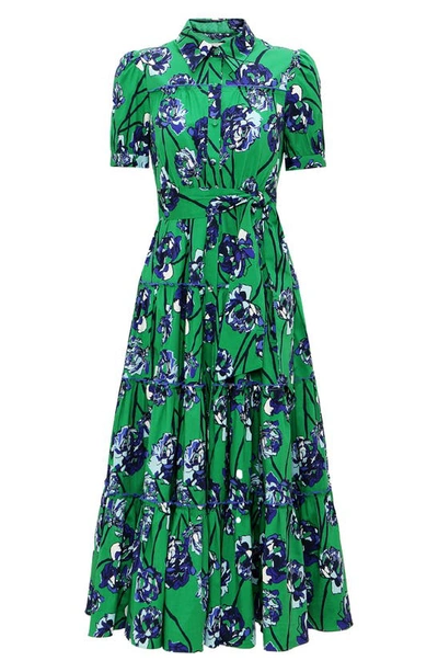 Shop Diane Von Furstenberg Queena Floral Stretch Cotton Shirtdress In Wtcl Flor Lg Ind Gn