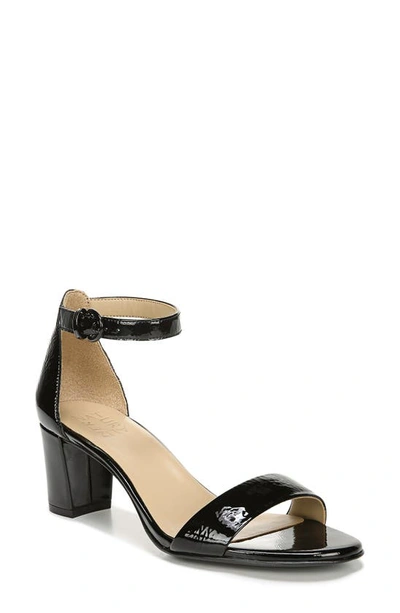Naturalizer Vera Ankle Strap Sandals Women's Shoes In Black Patent Leather