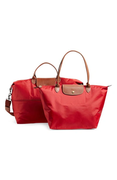 Shop Longchamp Large Le Pliage Tote In Deep Red