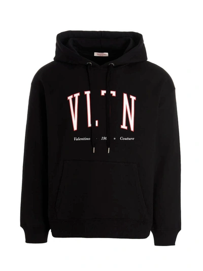 Shop Valentino 'vltn' Hoodie In Black