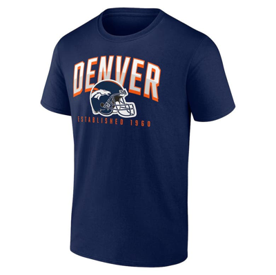 Shop Fanatics Branded Navy/white Denver Broncos Long And Short Sleeve Two-pack T-shirt