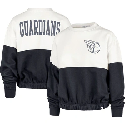 Shop 47 ' White/navy Cleveland Guardians Take Two Bonita Pullover Sweatshirt