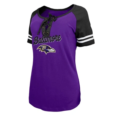 Lids Baltimore Ravens Fanatics Branded Women's Plus True to Form Lace-Up  V-Neck Raglan Long Sleeve T-Shirt - Purple/Black