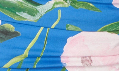Shop Carolina Herrera Peony Print Corset Crop Top In Lupine Blue Mul