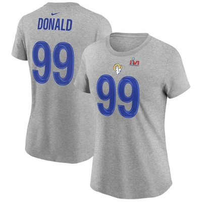 Shop Nike Aaron Donald Heathered Gray Los Angeles Rams Super Bowl Lvi Bound Name & Number T-shirt In Heather Gray