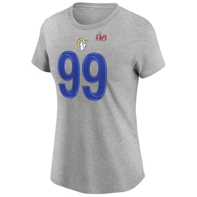 Shop Nike Aaron Donald Heathered Gray Los Angeles Rams Super Bowl Lvi Bound Name & Number T-shirt In Heather Gray