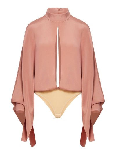 Shop Tom Ford Silk Bodysuit In Nude & Neutrals