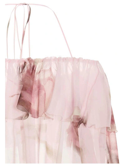 Shop Blumarine Floral Silk Bloshirt In Pink