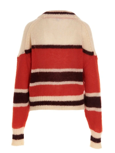 Shop Ganni Cardigan Stripes Embroidery Logo In Multicolor