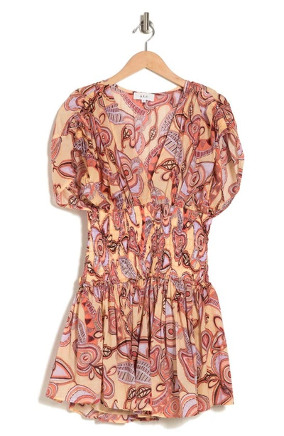 Shop A.l.c Luna Print Cotton Dress In Nude Peach Multi