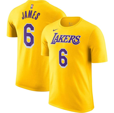 Shop Nike Lebron James Gold Los Angeles Lakers Icon 2022/23 Name & Number T-shirt