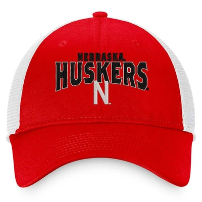 Shop Top Of The World Scarlet/white Nebraska Huskers Breakout Trucker Snapback Hat